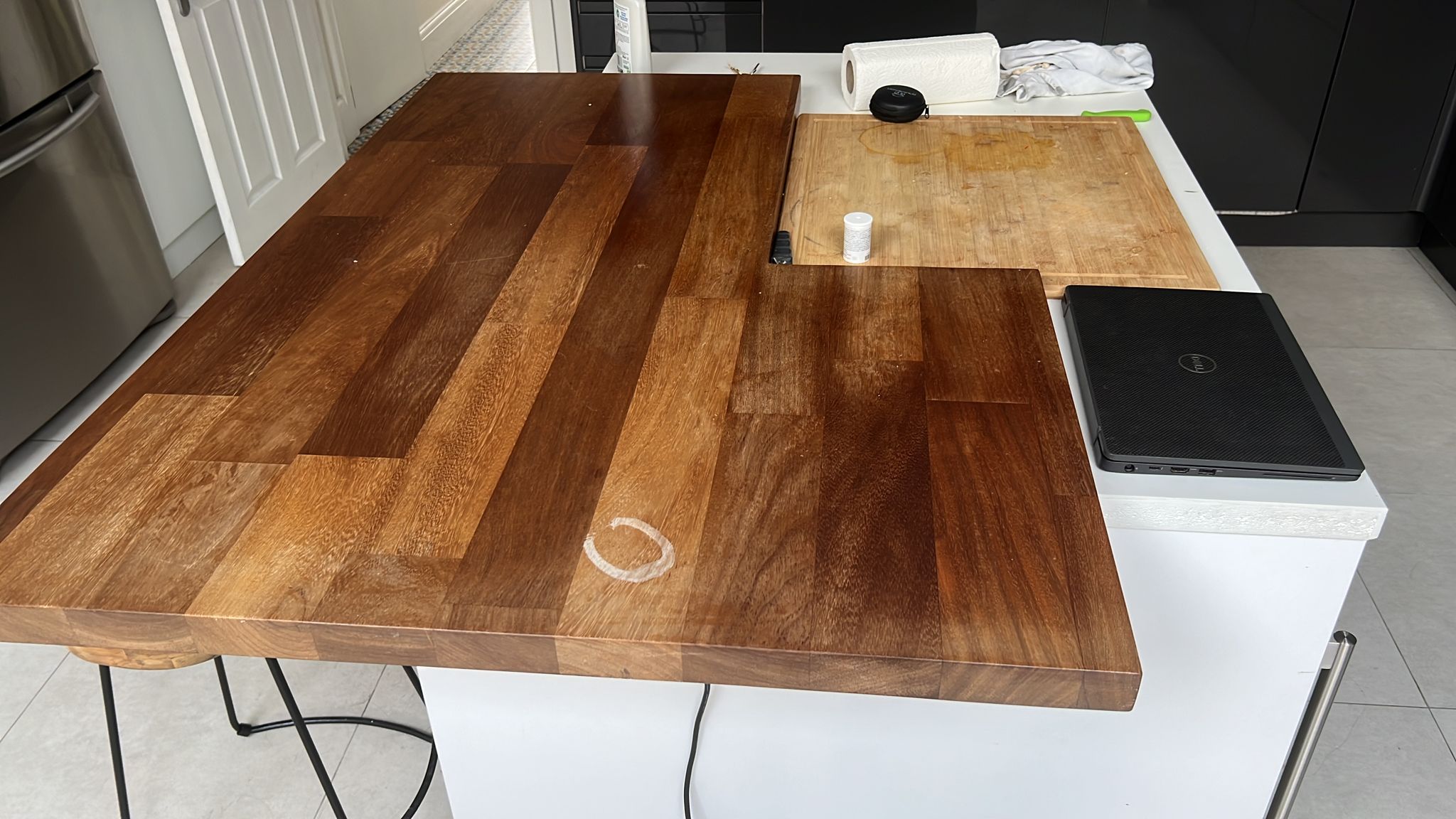 Sanding and revarnishing in Twickenham, before